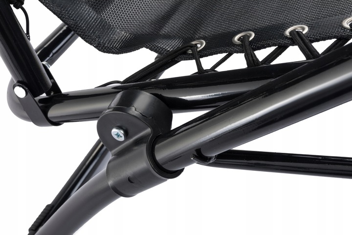 Leżak Ogrodowy WZMACNIANY ZERO GRAVITY metal czarny składany GRATIS PÓŁKA!