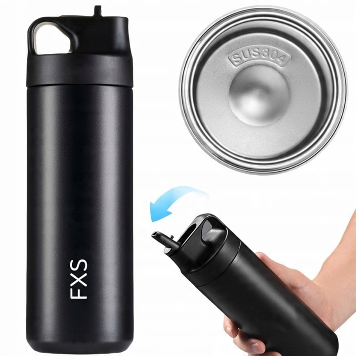 Kubek termiczny ze słomką i ustnikiem butelka termiczna stalowa 550 ml