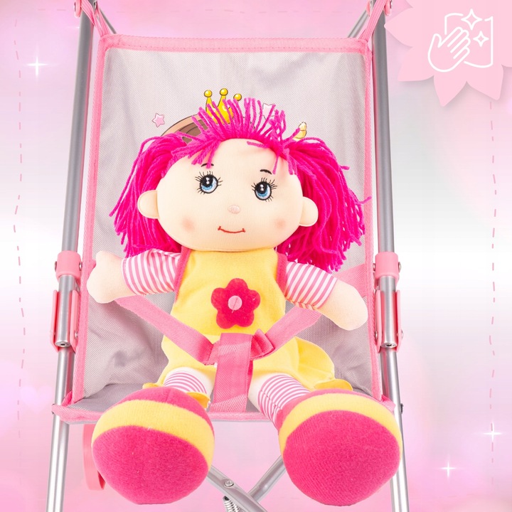 WÓZEK DLA LALEK LEKKI SKŁADANY PARASOLKA SPACERÓWKA JEDNOROŻEC KSIĘŻNICZKA