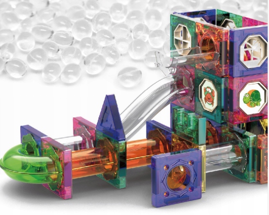 Magnetyczne Klocki Konstrukcyjne DIY 3D Tor Kulkowy Święcący 73 ELEMENTY