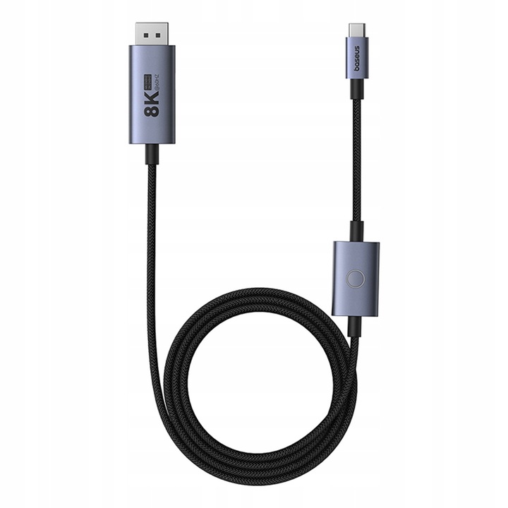 BASEUS KABEL USB C NA DISPLAYPORT DP 8K 100W MOCNY PRZEWÓD W OPLOCIE 1.5m