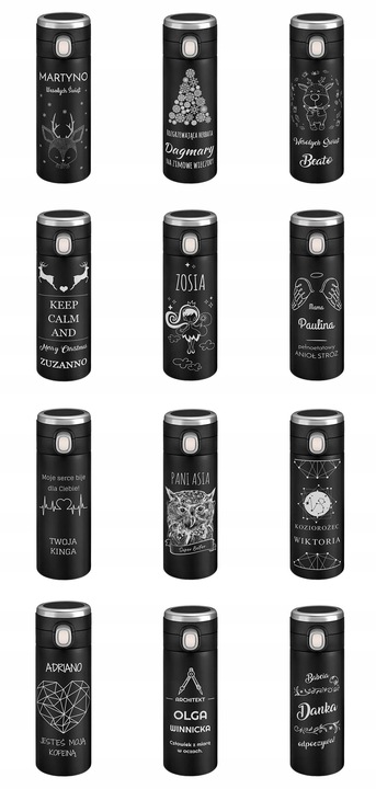 Kubek Termiczny z Grawerem Termos z Wyświetlaczem do Kawy Samochodu 400ml