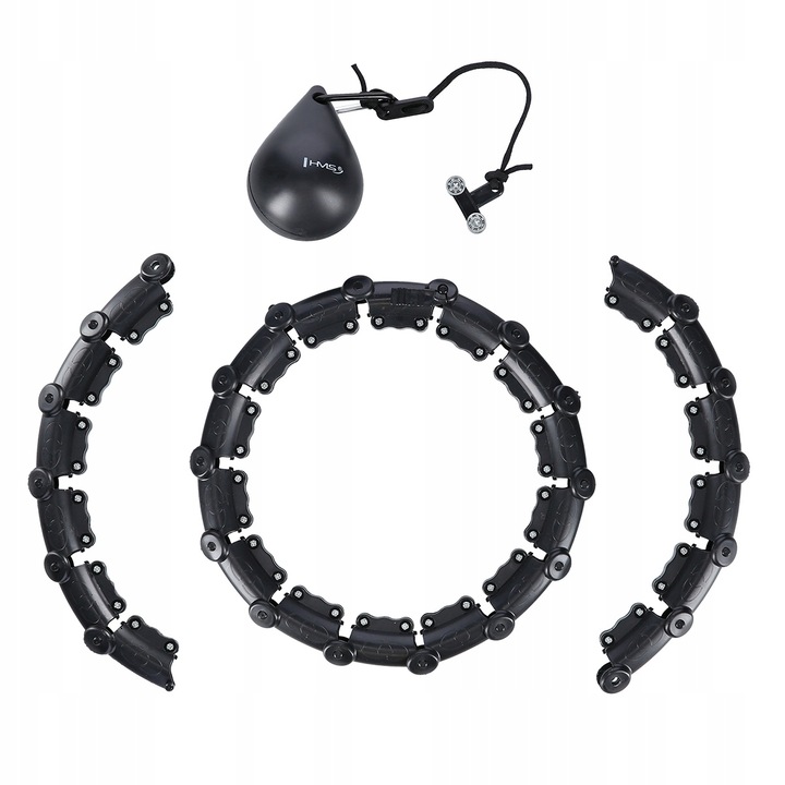 HULA HOP PLUS SIZE BLACK Z WYPUSTKAMI I OBCIĄŻNIKIEM HMS HHW11 DUŻE KOŁO