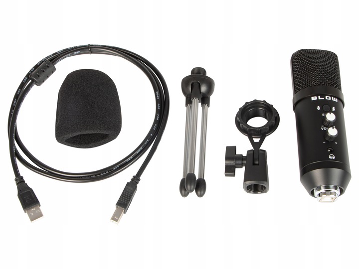 MIKROFON STUDYJNY Z TRIPODEM POJEMNOŚCIOWY REGULACJA UCHWYT GAMINGOWY USB