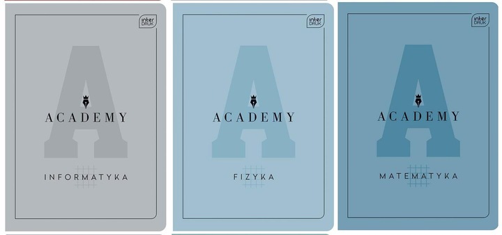 Zestaw zeszytów tematycznych Academy A5 INTERDRUK 9 sztuk + notes A6 gratis