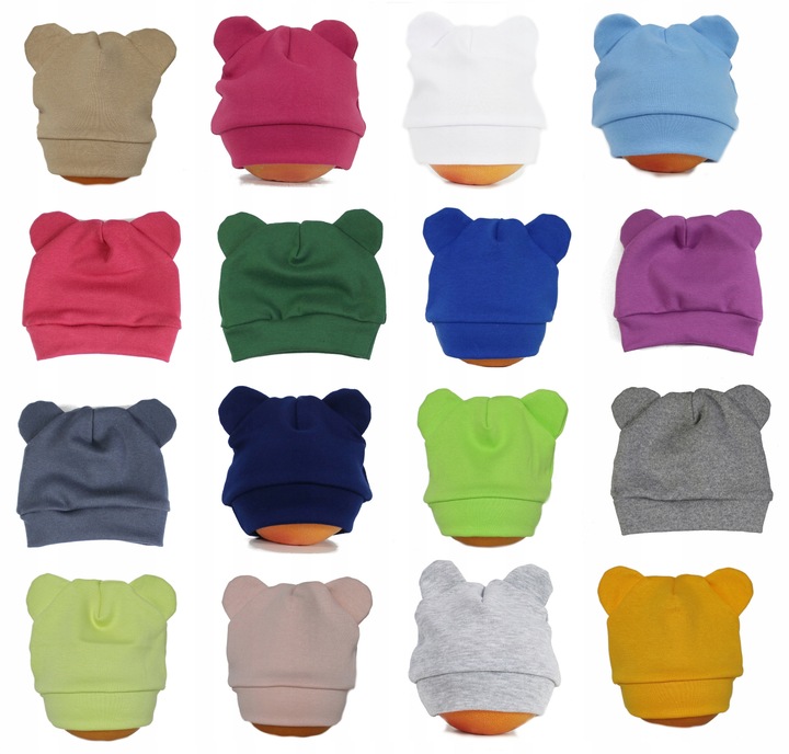 BAWEŁNIANE CZAPECZKI DLA NOWORODKÓW kolory MISIE