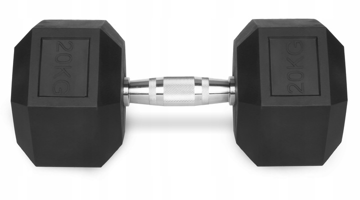 Hantle stałe 2x20kg żeliwne gumowane ZESTAW 40kg HEX do treningu SOLIDNE