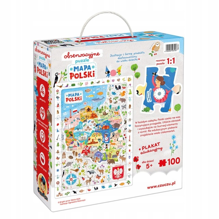 CzuCzu Puzzle Obserwacyjne MAPA POLSKI Układanka Edukacyjna 100 Elementów