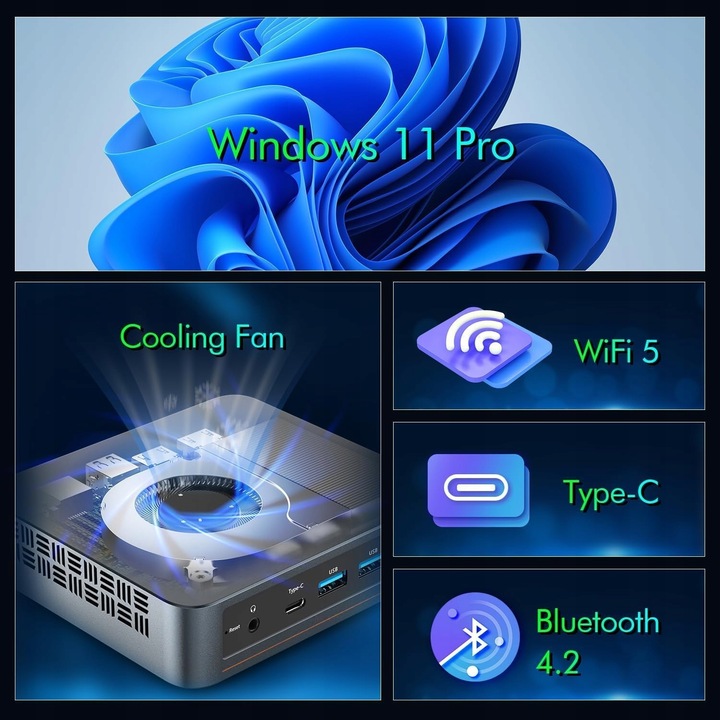 TRYCOO WL-6 MINI KOMPUTER PRZENOŚNY PC 8GB RAM 256GB INTEL N100