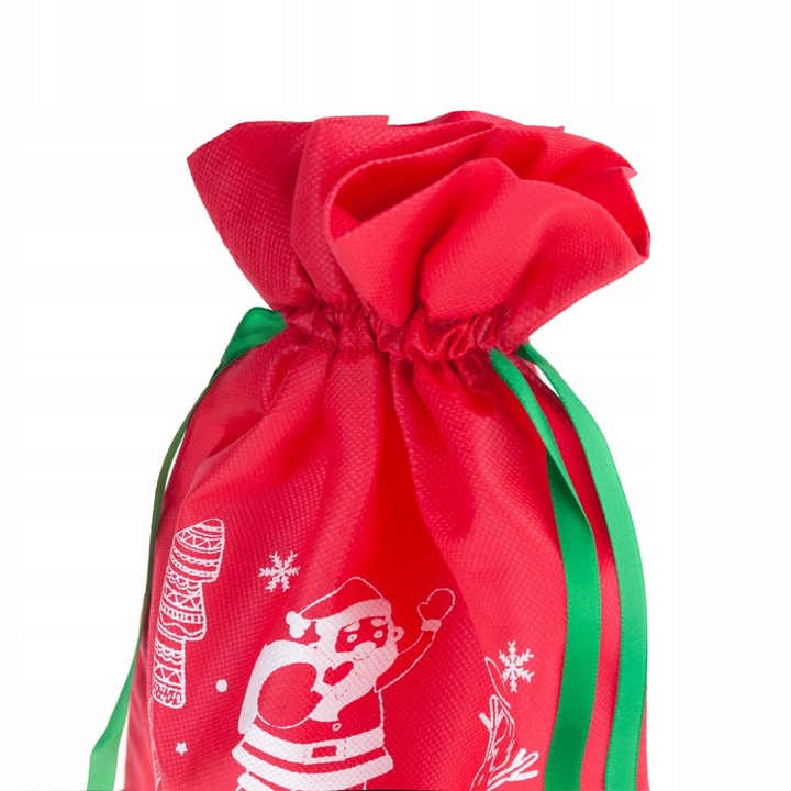 WOREK PREZENTY MIKOŁAJA świąteczny święta CZERWONY ZIELONY torebki 8szt