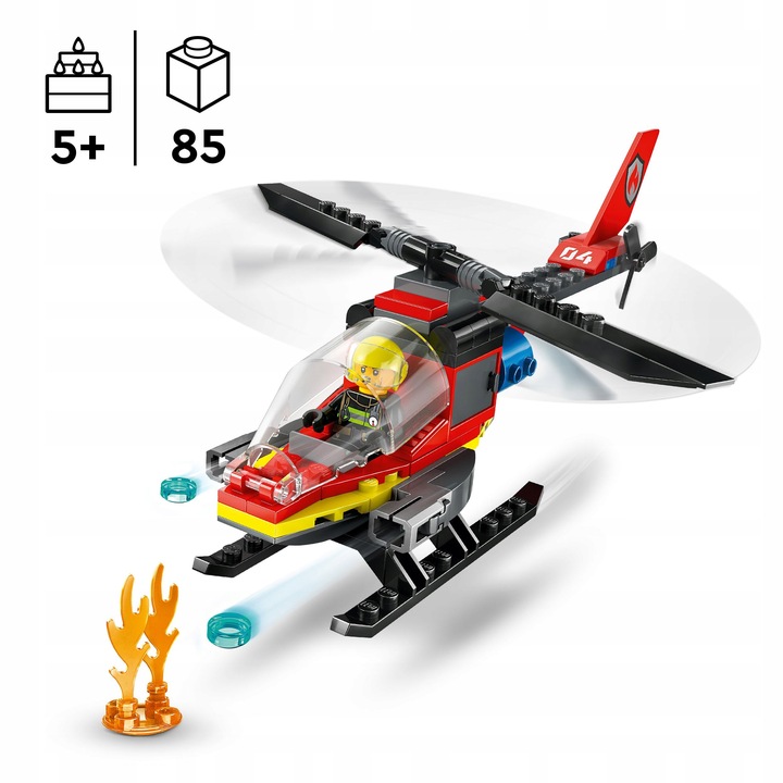 LEGO City Straż Pożarna 60411 Strażacki Helikopter Ratunkowy Armatki Wodne