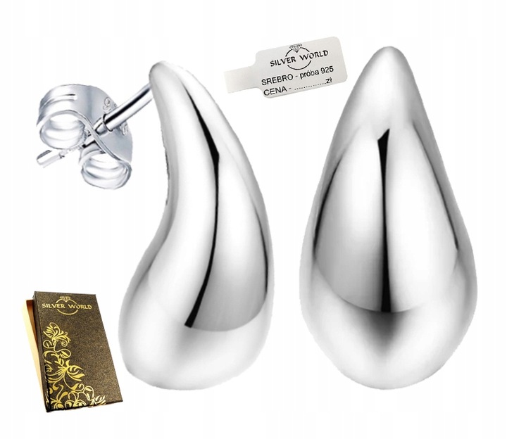 KOLCZYKI SREBRNE 925 SREBRO NA PREZENT WKRĘTKI SUBTELNE ŁEZKI KROPLE