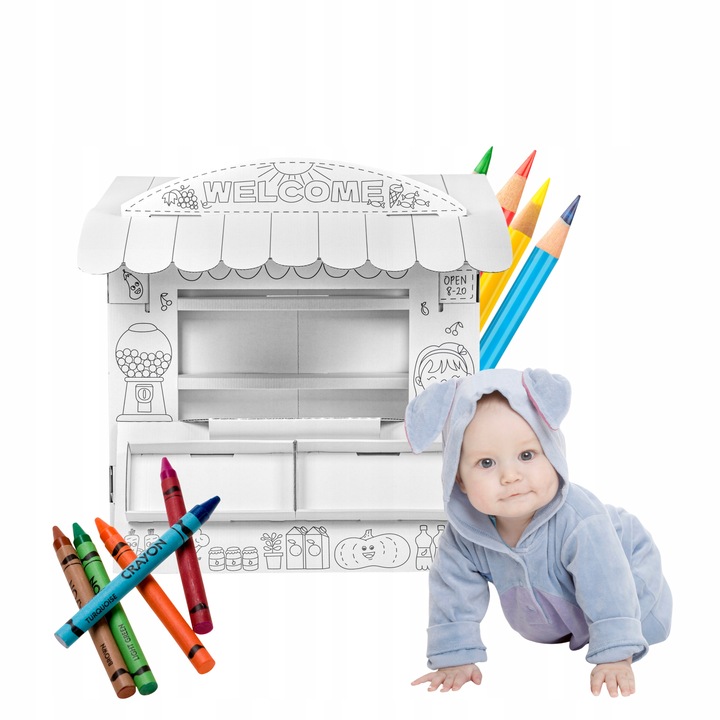 Stragan Handlowy - Zabawka z Tektury ,papieru Handlowy Dla Dzieci Do Zabawy