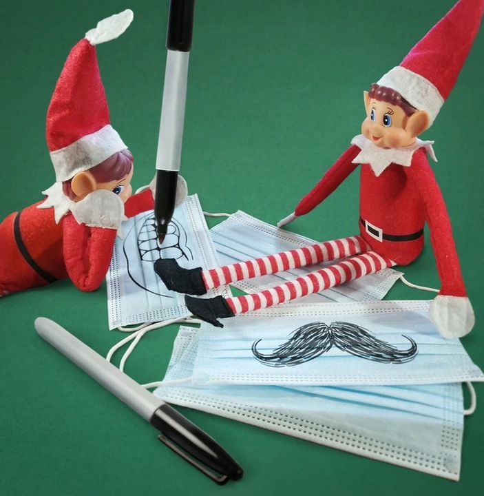 ELF PSOTNIK FIGURKA ELFA SKRZAT KRASNAL ADWENTOWY Z DRUCIKAMI PSOCI