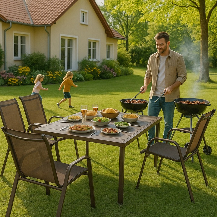 2szt. KRZESŁO OGRODOWE BALKONOWE FOTEL NA TARAS OGRÓD MOCNE BRĄZOWE ZESTAW