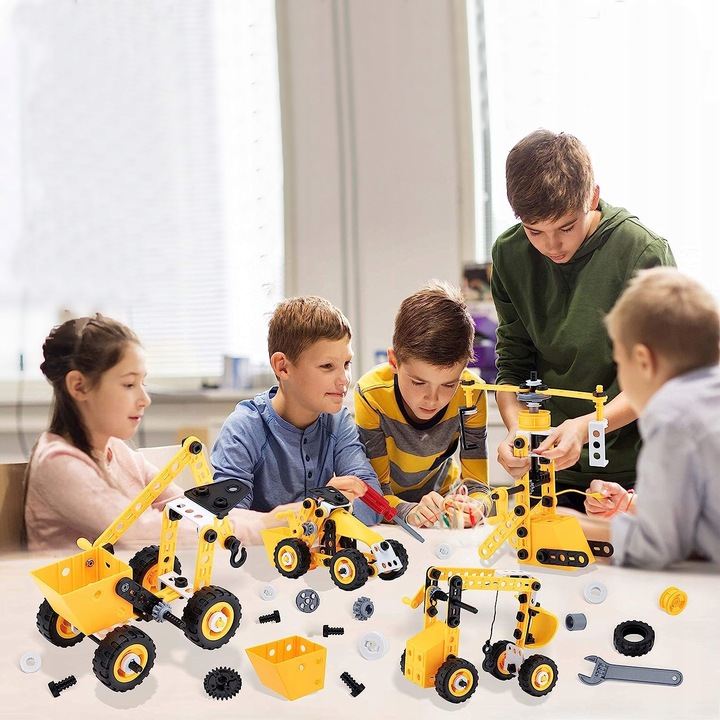 Klocki Konstrukcyjne Zestaw kreatywny XXL POJAZDY DO SKRĘCANIA 112 el 10w1