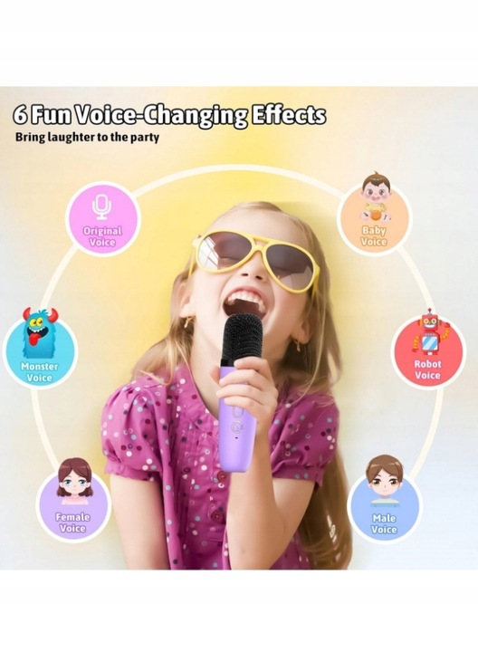 BEZPRZEWODOWY EFEKT ŚWIETLNY KARAOKE STEREO + 2 MIKROFONY