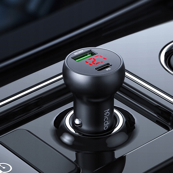 MCDODO ŁADOWARKA SAMOCHODOWA USB/USB-C PD 45W LCD