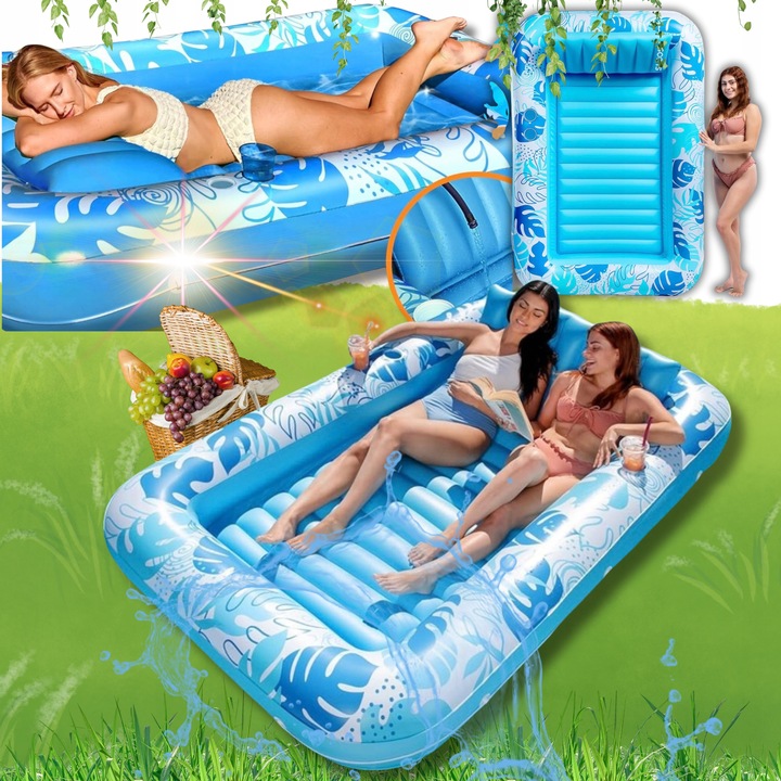 MATERAC PŁYWAK PŁYWANIA NADMUCHIWANY LEŻAK OPALANIA Z PODUSZKĄ DO WODY 4W1!