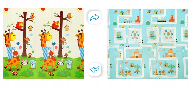 OGROMNA DWUSTRONNA MATA EDUKACYJNA DLA DZIECI SKŁADANA 180x200 GRUBOŚĆ 1CM