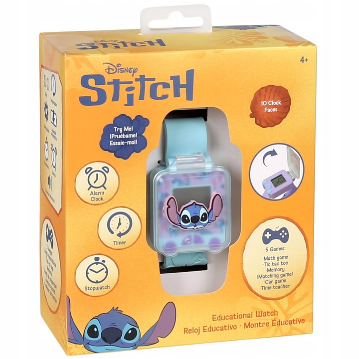 Stitch Wielofunkcyjny zegarek edukacyjny z grami, alarm, stoper dla dzieci