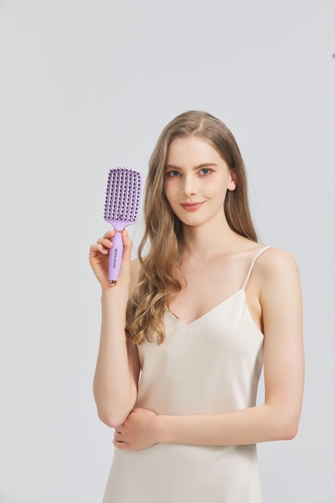 Szczotka do włosów Długich, Gęstych, Prostych, Kręconych, Suchych Fioletowa