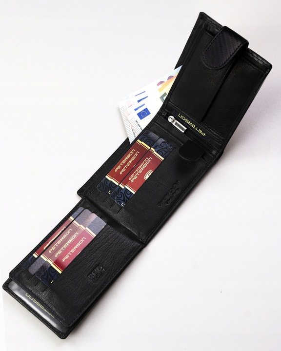 Portfel Peterson skóra naturalna elegancki skórzany z ochroną kart RFID