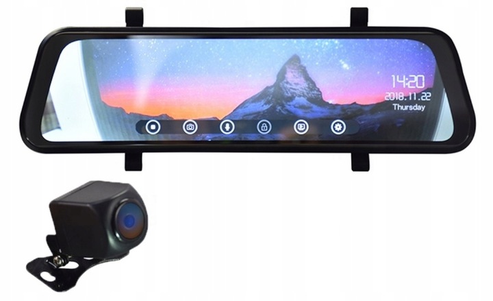 KAMERA DO SAMOCHODU 9,66 PRZÓD TYŁ REJESTRATOR JAZDY W LUSTERKU WIDEO 10