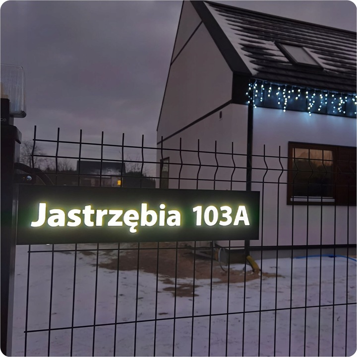 Podświetlany numer domu tabliczka tablica adresowa adres 1R LED 66x15 cm
