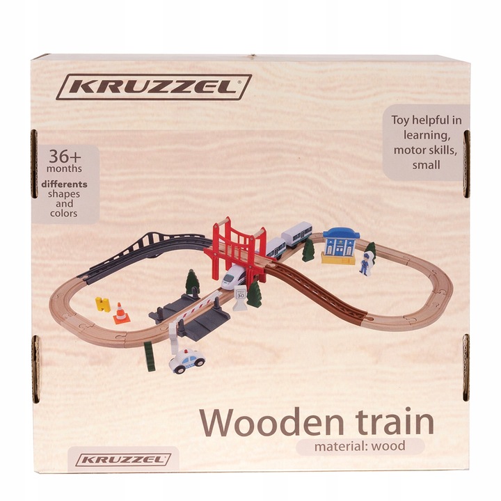 Drewniana Kolejka Pociąg na Baterie Tor Tory Zestaw Auto dla Dzieci XL 3,2m