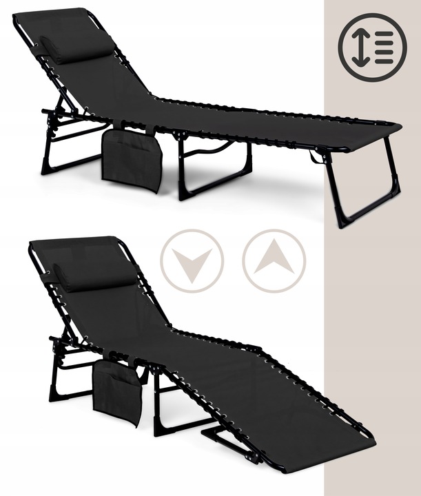 LEŻAK ogrodowy plażowy RIVA SKŁADANY leżanka REGULOWANY łóżko Z ZAGŁÓWKIEM
