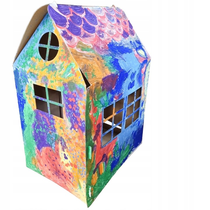 DOMEK DLA DZIECI Z TEKTURY DO MALOWANIA