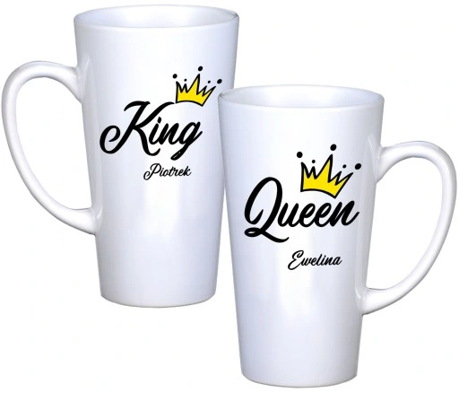 KOMPLET KUBKÓW LATTE DLA PAR PREZENT DUŻE 450ml PREZENT Z NADRUKIEM