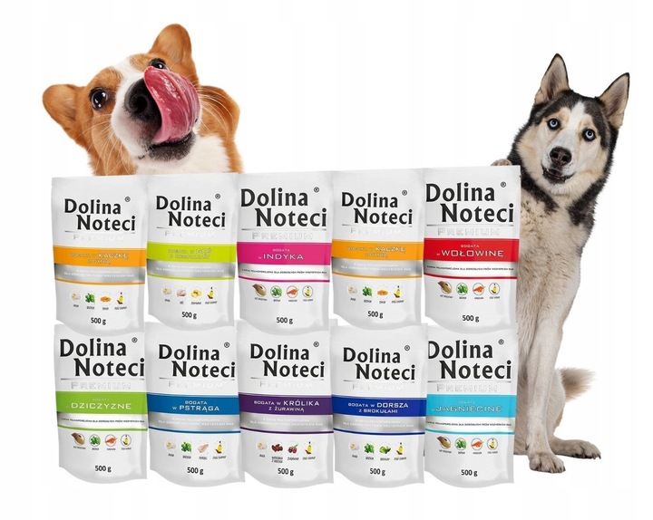 DOLINA NOTECI PREMIUM Mokra karma dla psa BEZ KURCZAKA MIX smaków 10x500g