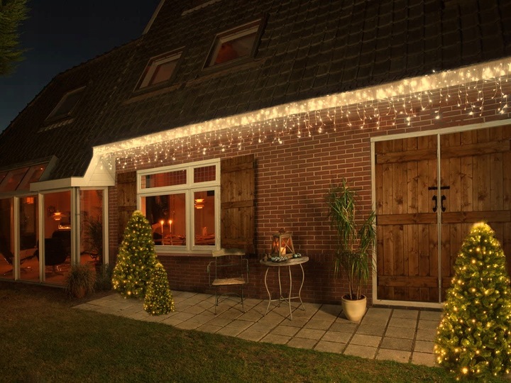 SOPLE 300 LED KURTYNA LAMPKI ZEWNĘTRZNE IP44 FLASH Białe Ciepłe 13M