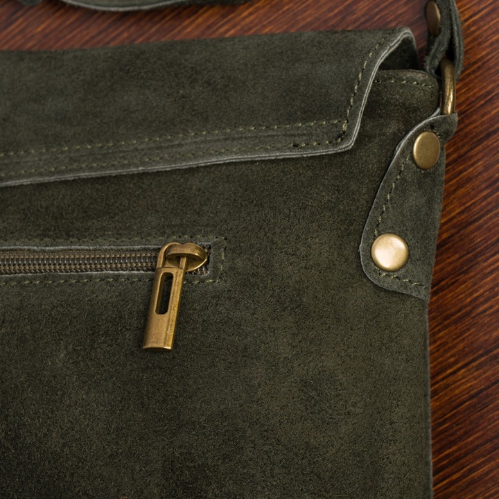 Torebka damska skórzana zamszowa listonoszka włoska B5 pojemna raportówka