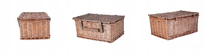 WIKLINOWY KOSZ PIKNIKOWY ZESTAW DLA 4 OSÓB ZASTAWA Z TALERZAMI KIELISZKAMI