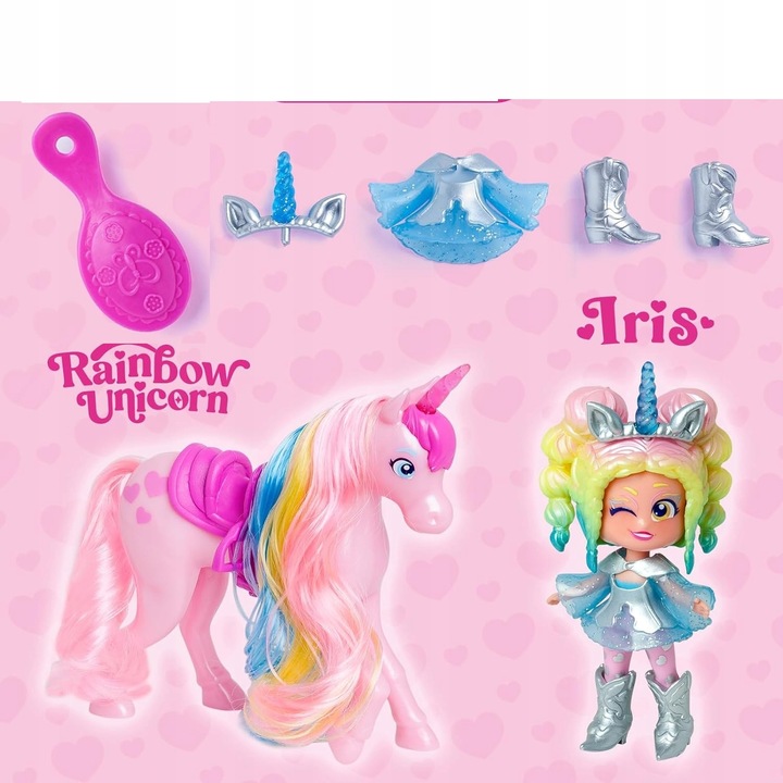 Kookyloos Tęczowy Jednorożec Różowy Konik Lalka Laleczka Iris