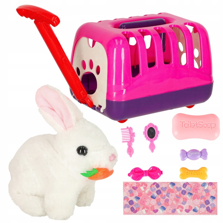 ZABAWKA INTERAKTYWNA PLUSZOWY KRÓLIK Z MARCHEWKĄ CHODZI I RUSZA USZAMI