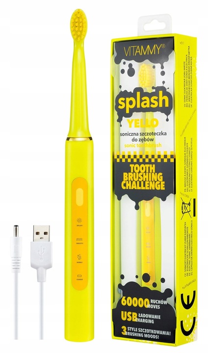 SZCZOTECZKA SONICZNA ELEKTRYCZNA DO ZĘBÓW DLA DZIECI 8+ VITAMMY SPLASH USB