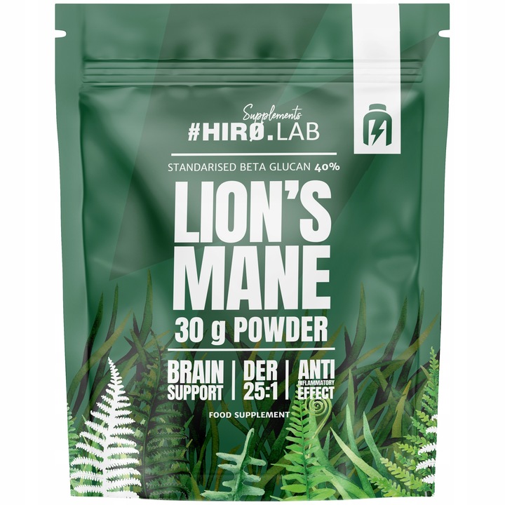 LION'S MANE SOPLÓWKA JEŻOWATA EKSTRAKT PAMIĘĆ 500mg DER 25:1 30g HIRO.LAB