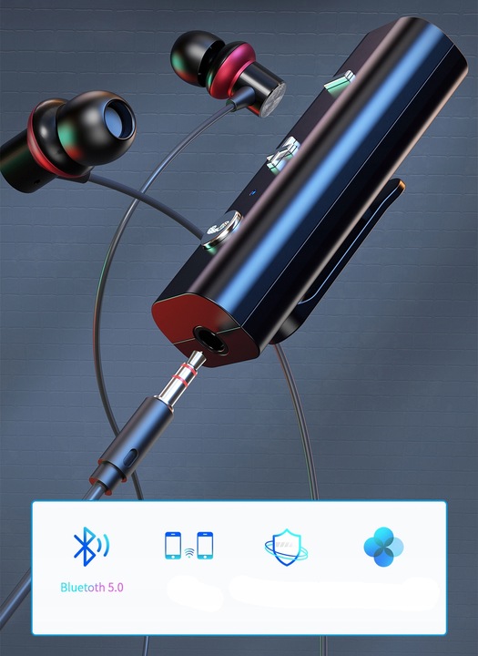 Adapter Audio Bluetooth AUX Odbiornik minijack bezprzewodowe słuchawki BT