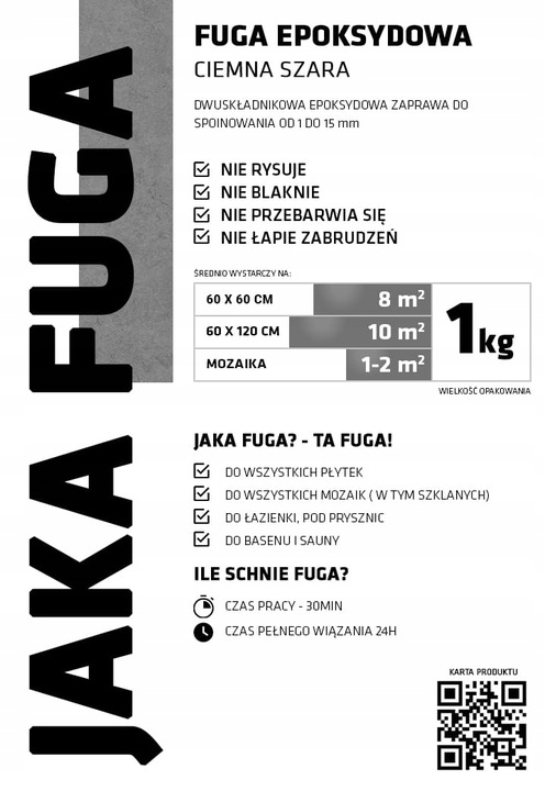 JAKA FUGA | epoksydowa FUGA CIEMNA SZARA 1kg