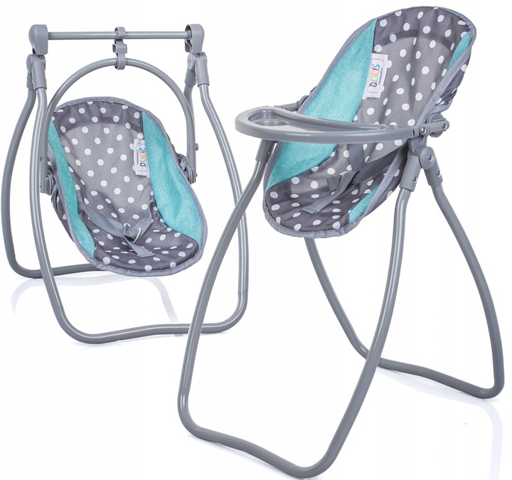 KRZESEŁKO DO KARMIENIA DLA LALEK 3w1 HUŚTAWKA NOSIDŁO