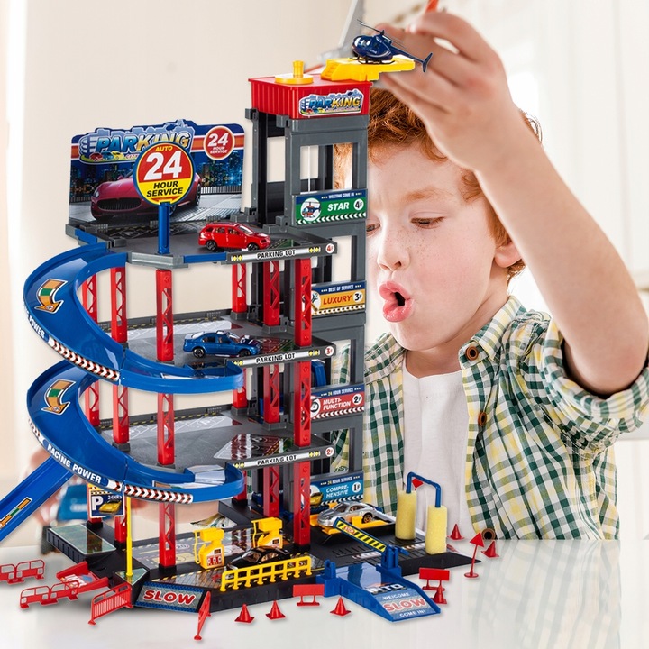 GARAŻ WIELOPOZIOMOWY PARKING SAMOCHODOWY AUTA HELIKOPTER Z WINDĄ DLA DZIECI