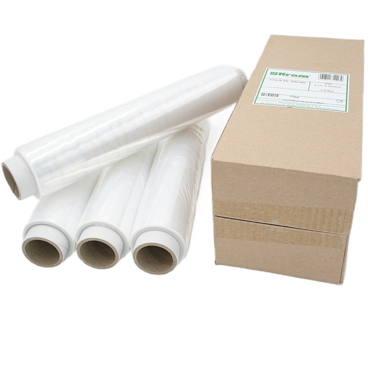 Folia spożywcza stretch do żywności 30 cm atestowana. 4 rolki po 160 m