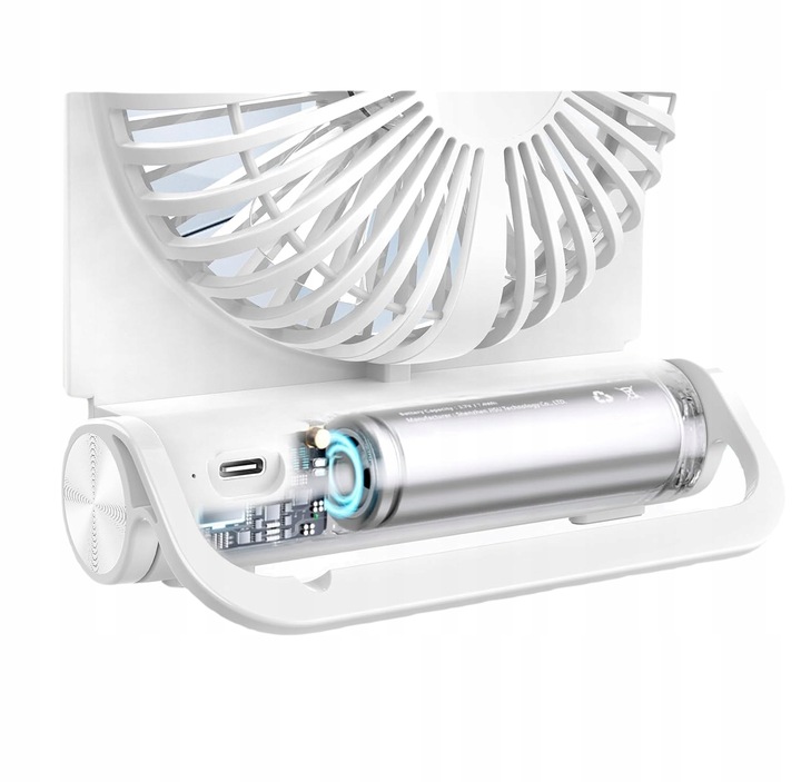 Wiatrak Wentylator Biurkowy Mini Wentylator Biurkowy USB 3 Prędkości Biały