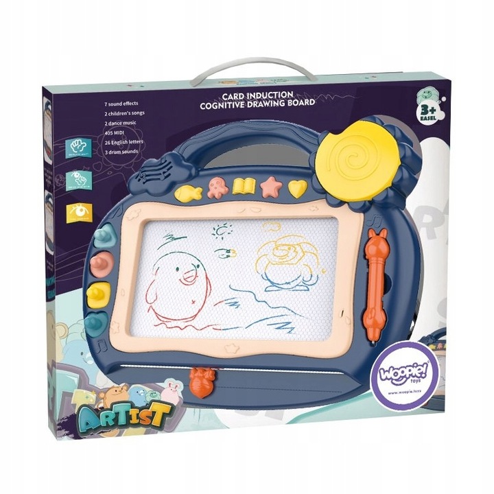 ZNIKOPIS TABLICA MAGNETYCZNA RYSOWANIA PISANIA STEMPELKI DLA DZIECI WOOPIE