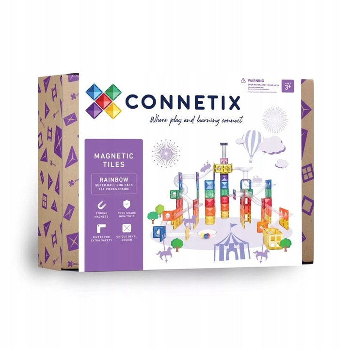CONNETIX: Super Kulodrom duży 134 el. klocki magnetyczne konstrukcyjne tor
