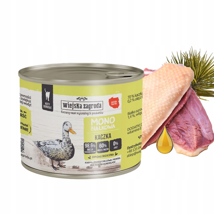 WIEJSKA ZAGRODA MONO Karma mokra dla kota MIX Smaków 6 x 200g Monobiałkowa